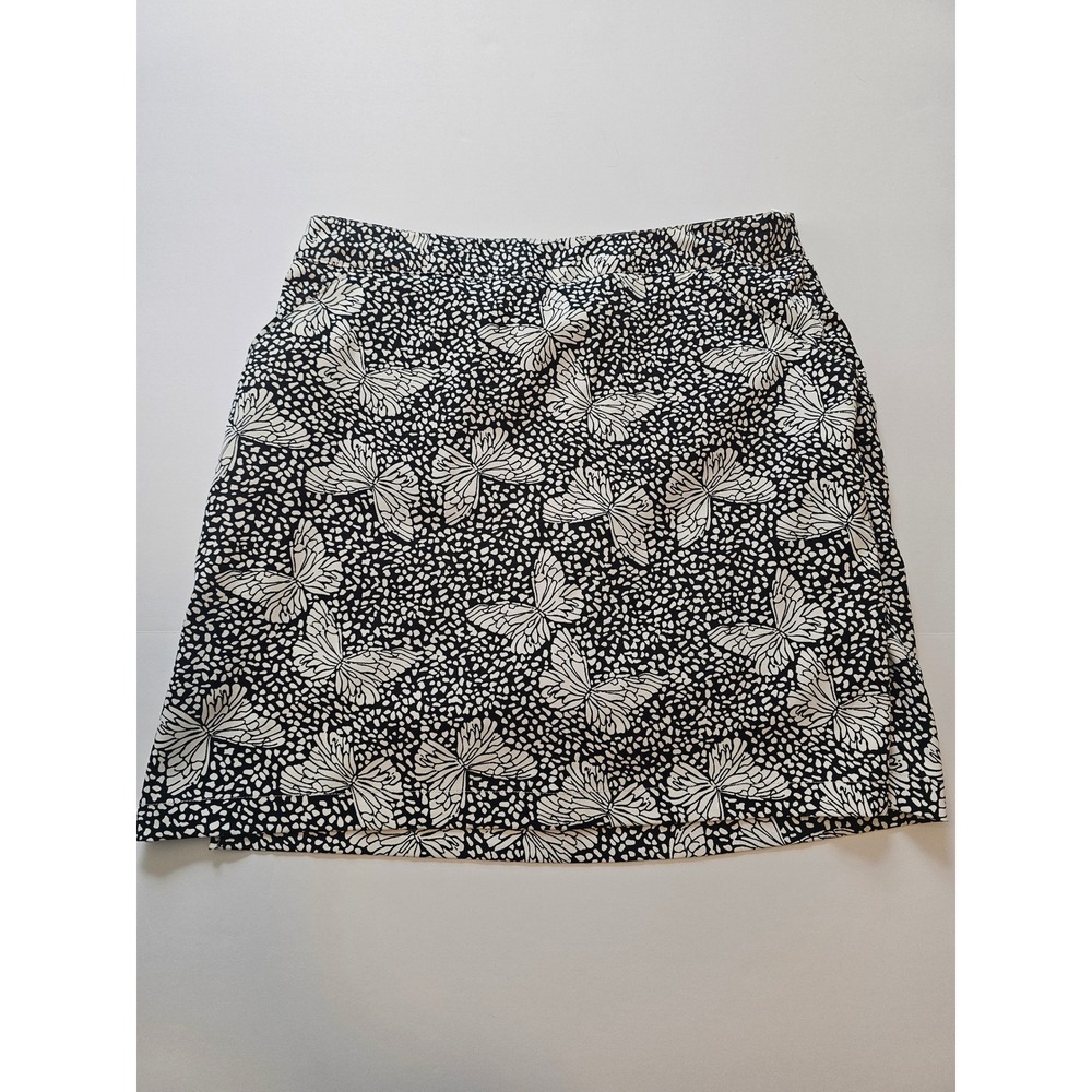 Coral‎ Bay Golf Skort Women 8 Black White Butterfly Print Athletic Skirt